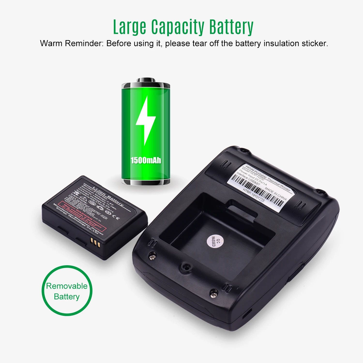 Портативный 58 мм Термальный чековый принтер портативный штрих кодов USB BT