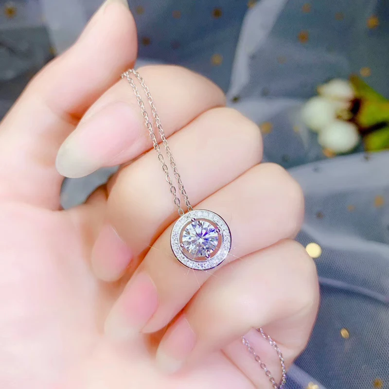 Женский кулон с муассанитом ювелирное изделие из серебра 925 пробы цветным F 1