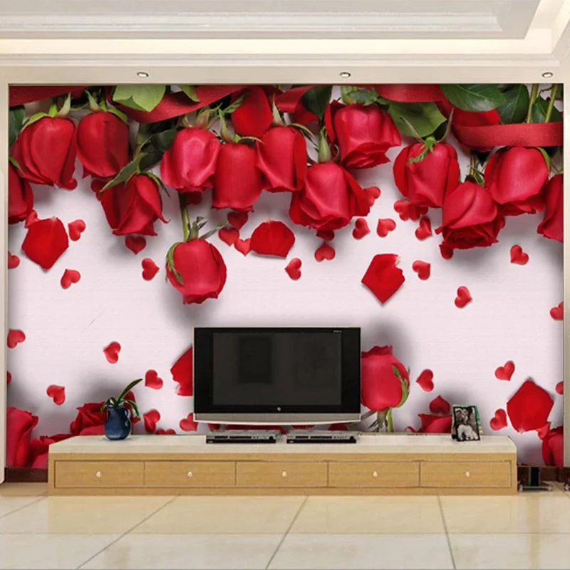 Diantu пользовательские фото обои современные 3D красные розы романтические фрески