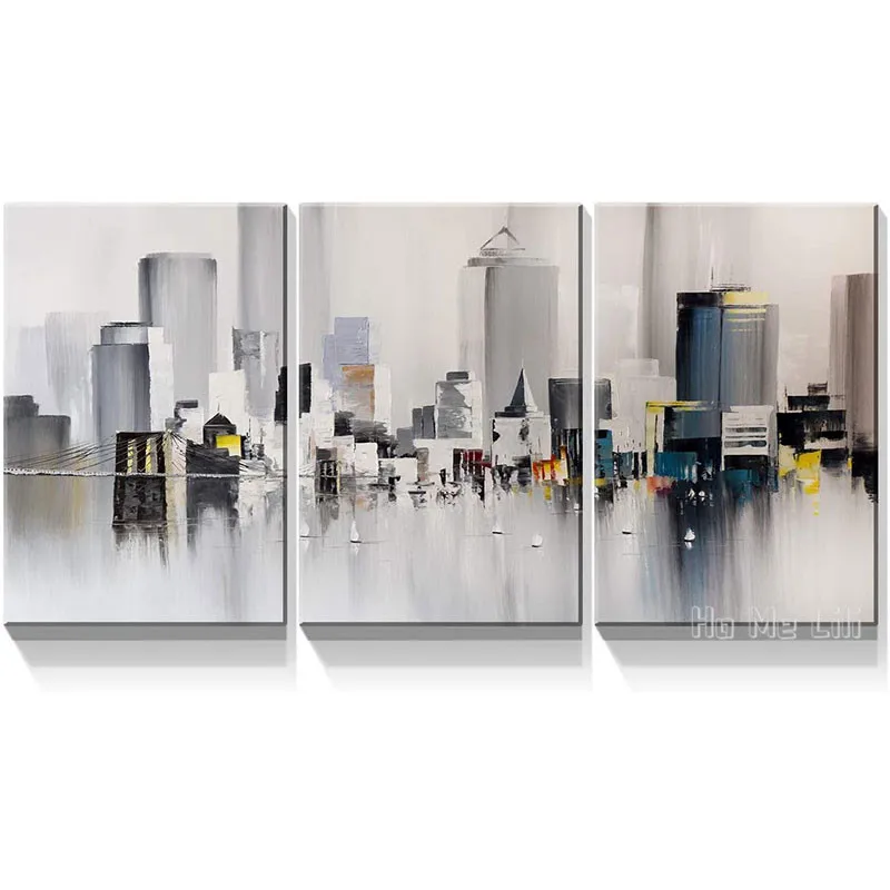 

Canvas By Ho Me Lili Wall Art Prints Modern New York Colorful Abstract Cityscape Bridge Picture For Living Room Home Office Deco