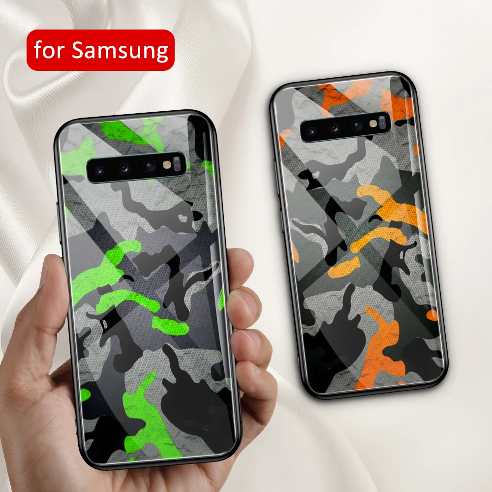 Чехол с камуфляжным рисунком для Samsung S20 plus стеклянная задняя крышка S9 чехол Galaxy S8
