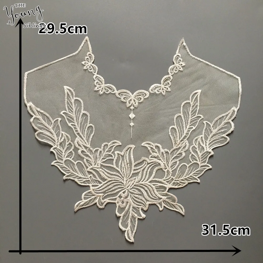 Белая органза кружева ткань вышивка декольте DIY тюль Воротник Аксессуары для