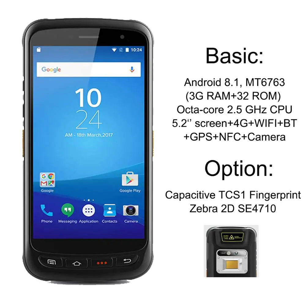 Qctacore 2 5G Процессор Android 8 1 TCS1 КПК с блокировкой по отпечатку пальца сборщик