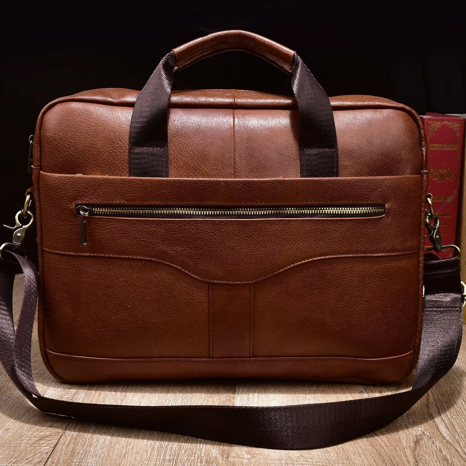 

Портфель мужской кожаный деловой, повседневная Стильная вместительная сумка на плечо из воловьей кожи, многофункциональная сумка для ноут...