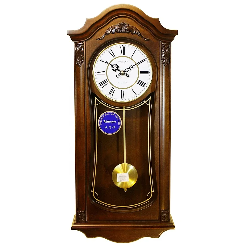 

Music Hourly Chiming High Quality Clocks Europe Antique Wooden Mute Quartz Wall Clock