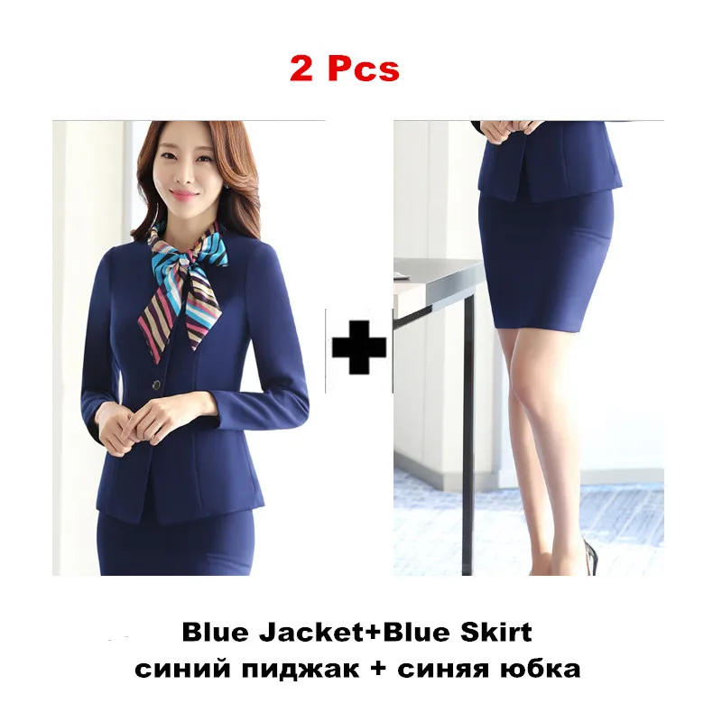 blue skirt suit Рабочая одежда, Женская юбка, костюм для отеля, стойка регистрации, рабочий костюм, 2 предмета, куртка с длинными рукавами, юбка/комбинезон, Униформа, ow0528 - Цвет: blue skirt suit