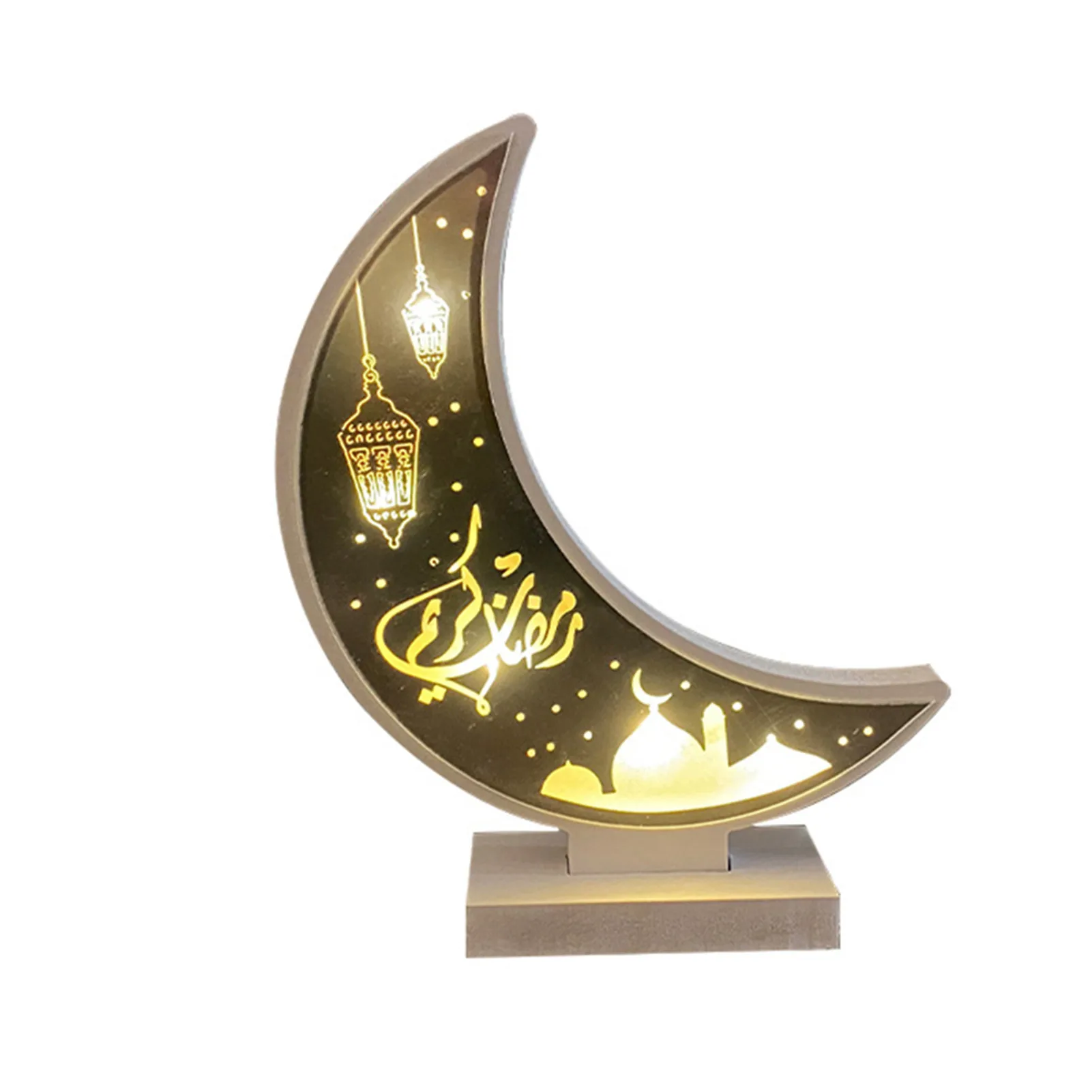 

DIY Wooden Moon Candle Light Lamp Ornament Eid Mubarak Ramadan Decor for Home Living Room Ornament TB Sale