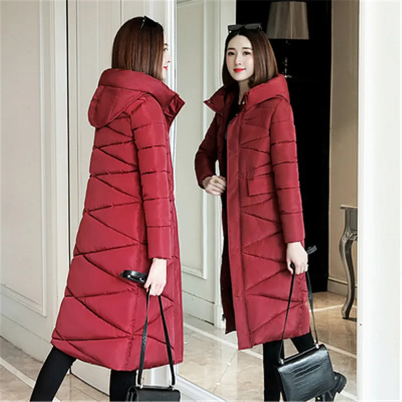 Plus Size 3XL2019 New Women Parkas Winter Hooded Warm Coat Slim Cotton Padded Basic Jacket Female Casual long Outwear feminina