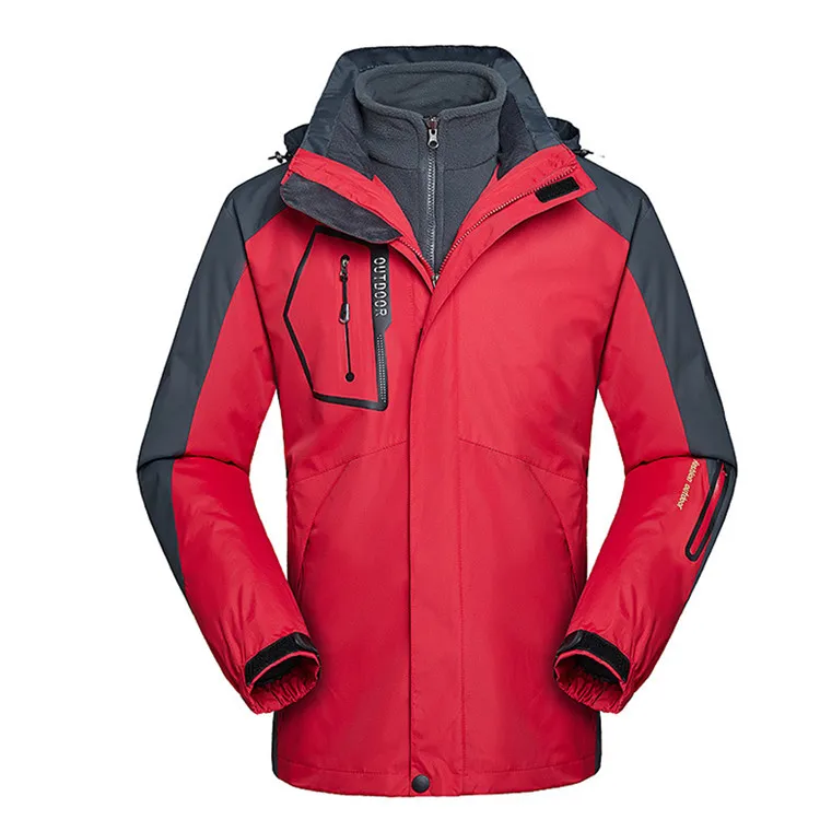 Men Red Mountainskin для мужчин и женщин зимние 2 шт. флисовые походные куртки для спорта на открытом воздухе Кемпинг Треккинг термо лыжное пальто VA644 - Цвет: Men Red