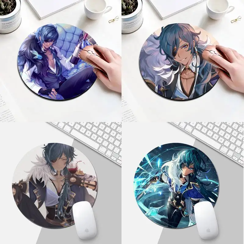

Игровой круглый коврик для мыши Genshin Impact Kaeya с фиксирующимся краем, игровой Настольный игровой коврик для ПК, ноутбука, круглый коврик для мы...