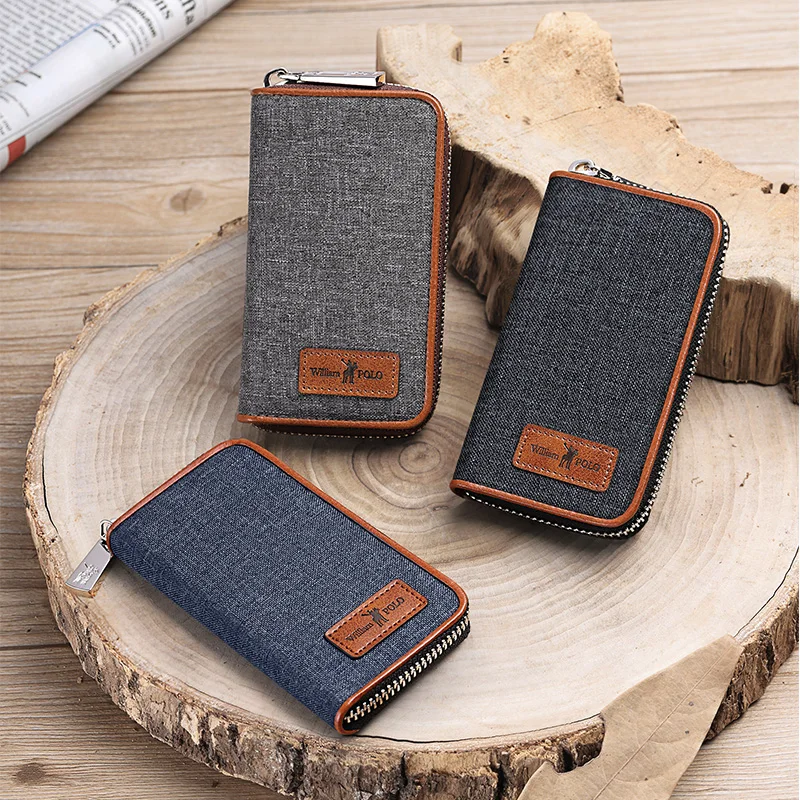 Кожаный чехол для ключей WilliamPolo Denim женский и мужской многофункциональный