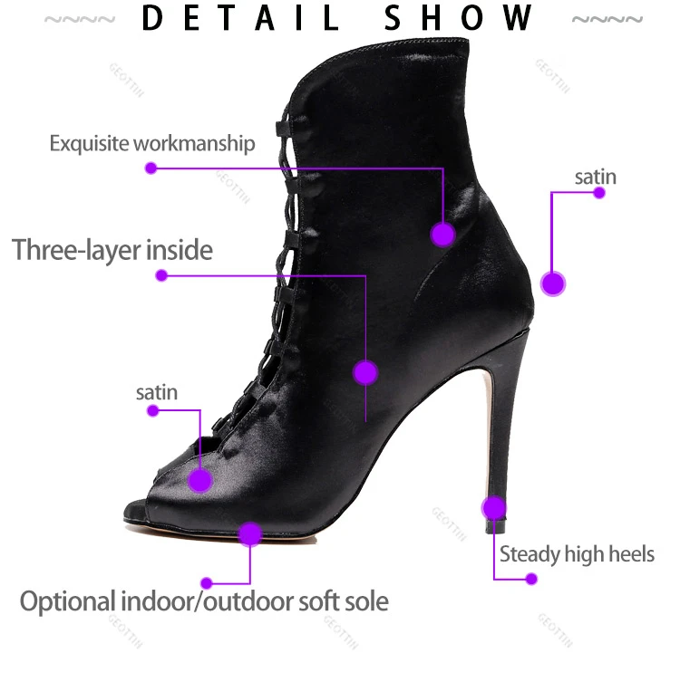 Сапоги женские из флока на высоком каблуке для джазовых танцев сальсы бальных