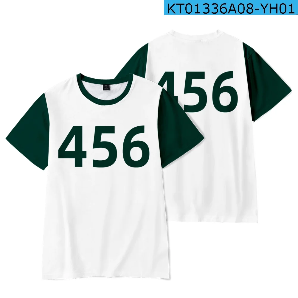 

Korean teleplay game Squid cosplay costume Li Zhengjae same T-shirt shorts 456 218 Top national tide short sleeve Hallowmas