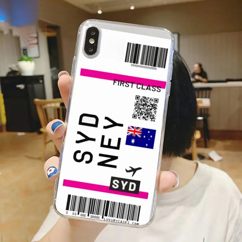 

Air ticket Phone Case Transparent soft For iphone 5 5s 5c se 6 6s 7 8 11 12 plus mini x xs xr pro max