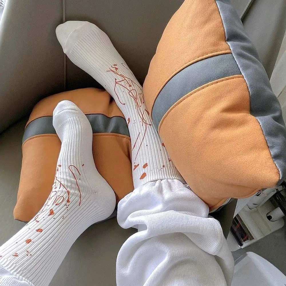

Autumn Harajuku Cool Sweet Middle Tube Socks Color Splash Ink Hand-painted Couple Socks Street Skateboard Socks for Women