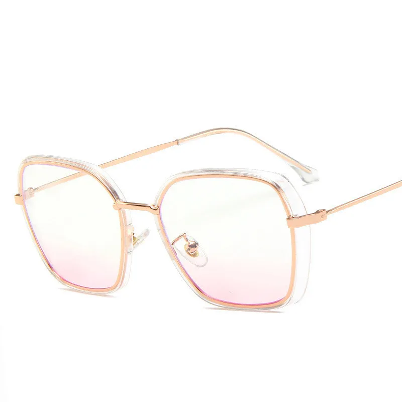2019 Ретро квадратная металлическая рама солнцезащитные очки розовые черные