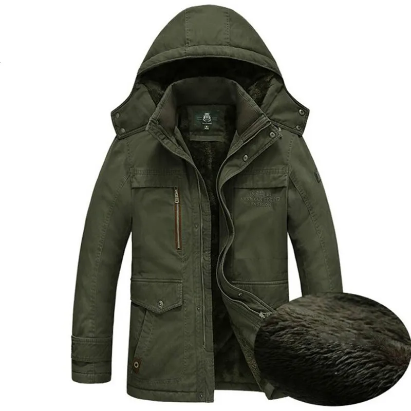 Brand  Army Military Parka men Winter Warm Thick Mens Down Jackets and Coats Wool Liner Hooded Collar Winter Jacket Men