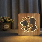 3D светодиодный деревянный ночник Diamond Love, ажурная Настольная лампа с питанием от USB, настольная лампа для малышей, детей, влюбленных, Рождественский и Новогодний подарок