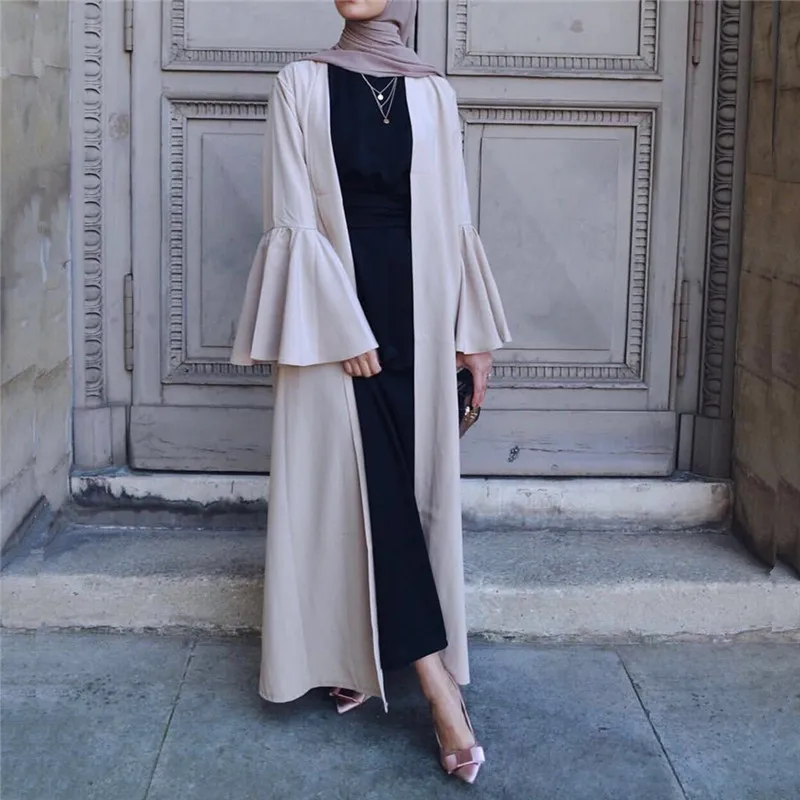 

Muslim Tumpet Sleeves Abaya Cardigan Maxi Dress Long Robe Gowns Tunic Kimono Middle East Ramadan Arab Islamic Prayer Clothing