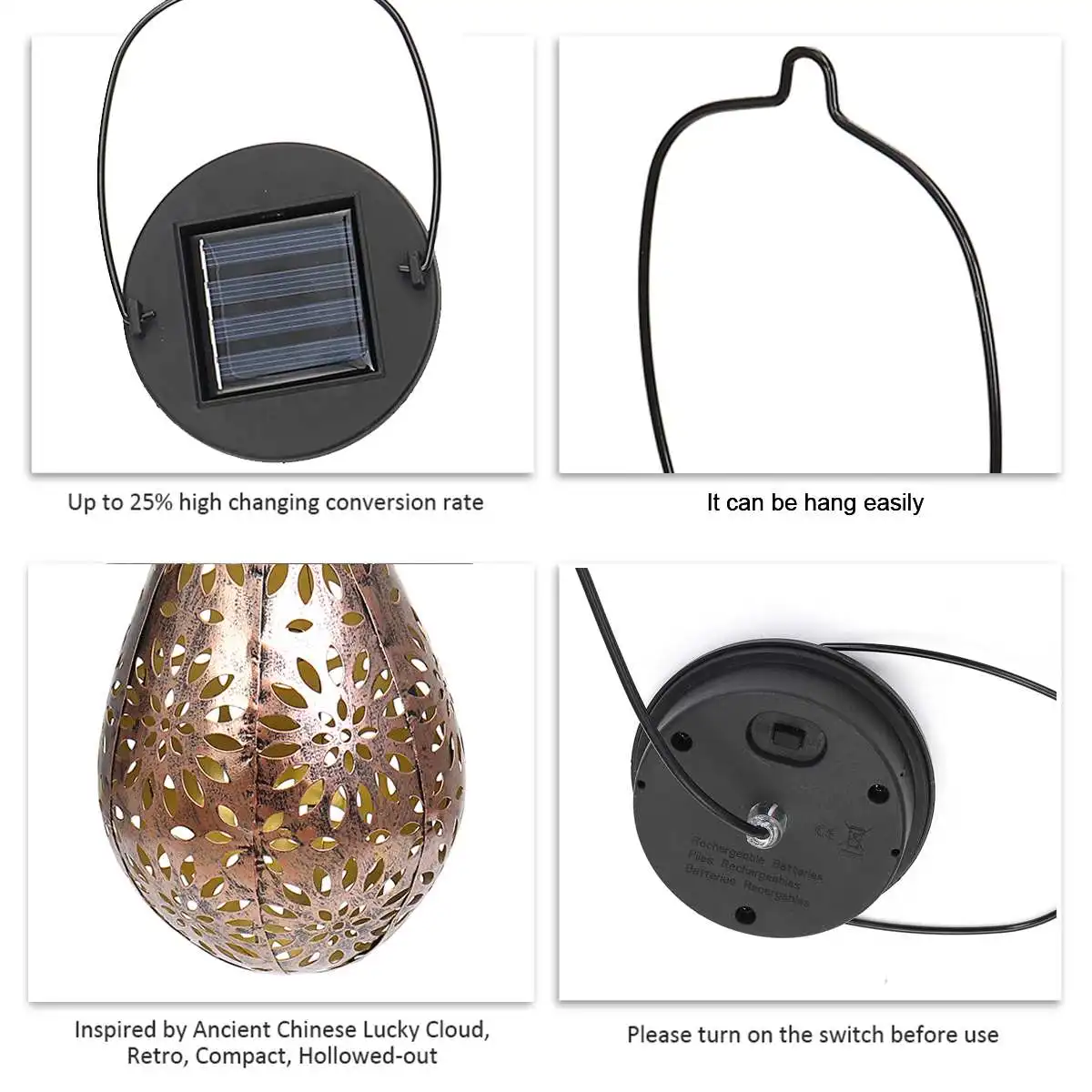 

Waterproof Solar Garden Light Solar Powered Lamp Hanging LED Ceiling Light Solar Light Decorative Lighting Lantern Yard Pathway