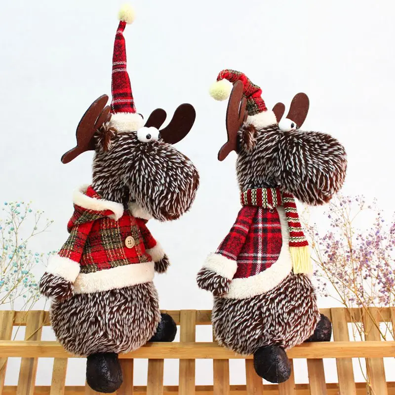 

Cute Christmas Plush Elk Sitting Doll Table Christmas Ornament Home Decoration Festival Children Gift
