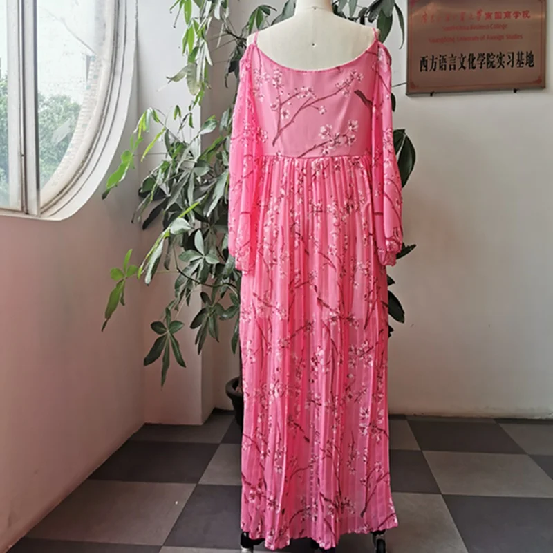 Женское сексуальное платье в стиле бохо с глубоким V образным вырезом Розовый