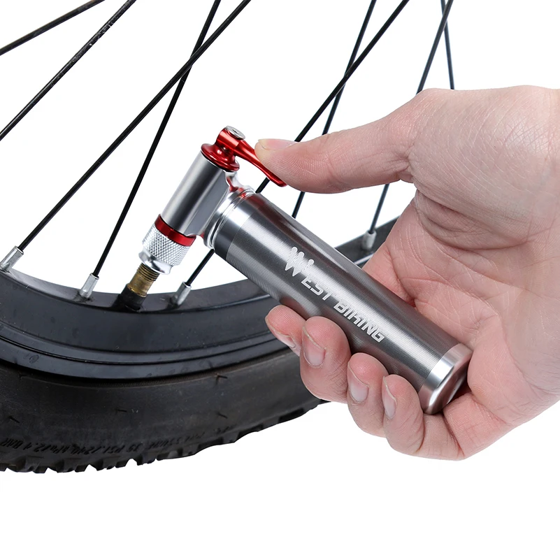 

WEST BIKING Portable Bicycle Pump Aluminum Alloy Ultralight Air CO2 Inflator Bike Cycling Pump Schrader & Presta Mini Bike Pump