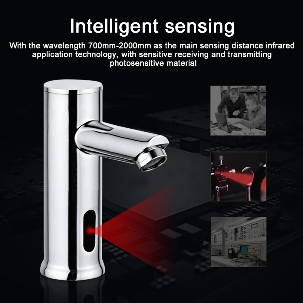 

Brass Tap Home Sink Electronic Knob Bathroom Basin Cold Hot Water Mixer Automatic Infrared Touchless Sensor Faucet Splash Proof