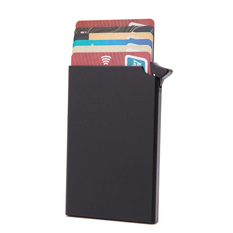 

Credit Card Holder Men Slim Anti Protect Travel ID Cardholder Automatic Pop-up Type Metal Shell Credit Card Case Card Holder
