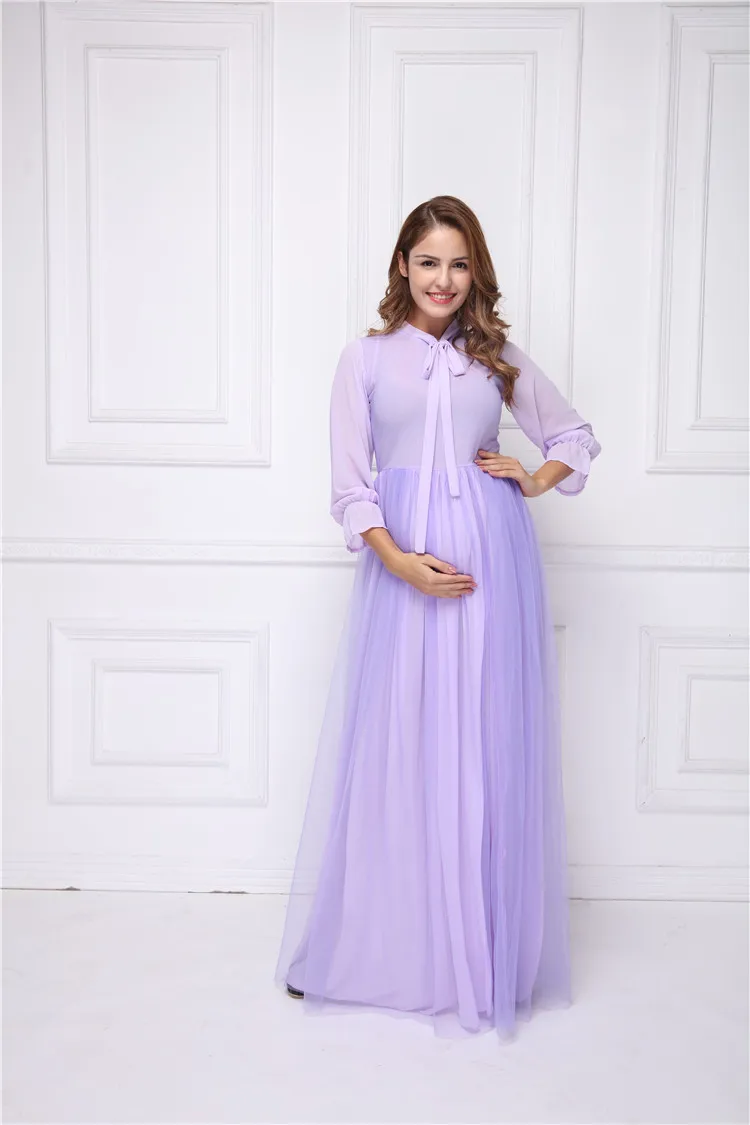 New maternity dresses for photo shoot pregnancy dress photography purple maternity gown Long dress Q1002