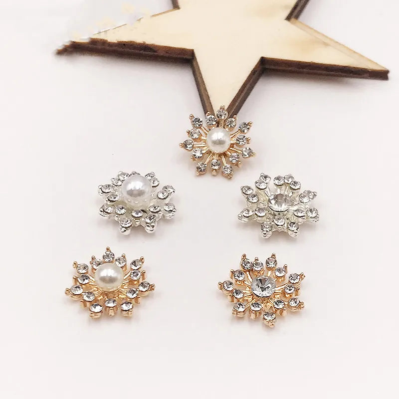 Модные пуговицы стразы из металлического сплава с искусственным жемчугом и