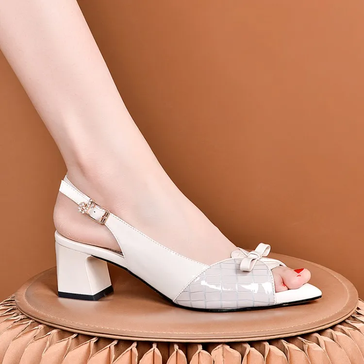 MLJUESE 2020 женские сандалии из коровьей кожи с открытым носком синего цвета бантом