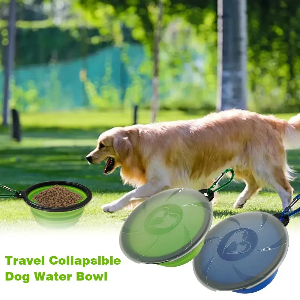 

Dog Bowls Travel Collapsible Cat Water Bowl Portable Foldaway Dish With Lid & Carabiner BPA-Free Washable Pet Food Container