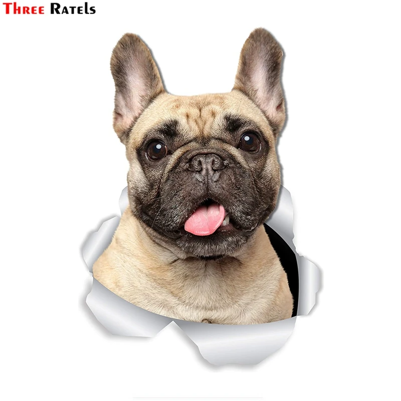 

Three Ratels FTC-1082 Loveable French Bulldog Dog Wall Decals Frenchie Dog Toilet Sticker 3D Dog Car Window and Bumper Sticker