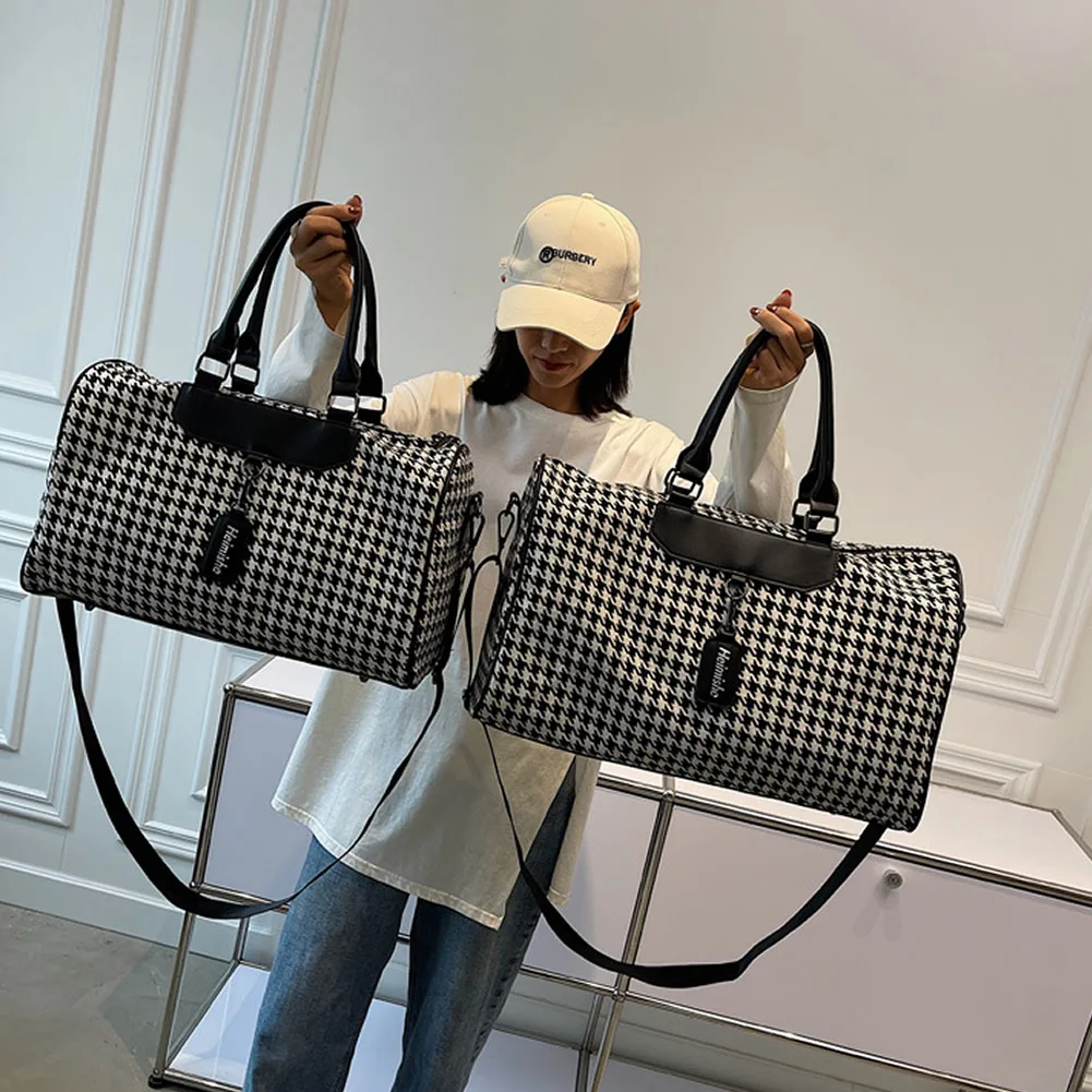 GNWXY Large Capacity Travel Bag Women Luggage Shoulder Handbag Fashion Foreign Flavor Plaid Gym Bag Lightweight Men Duffel Bags