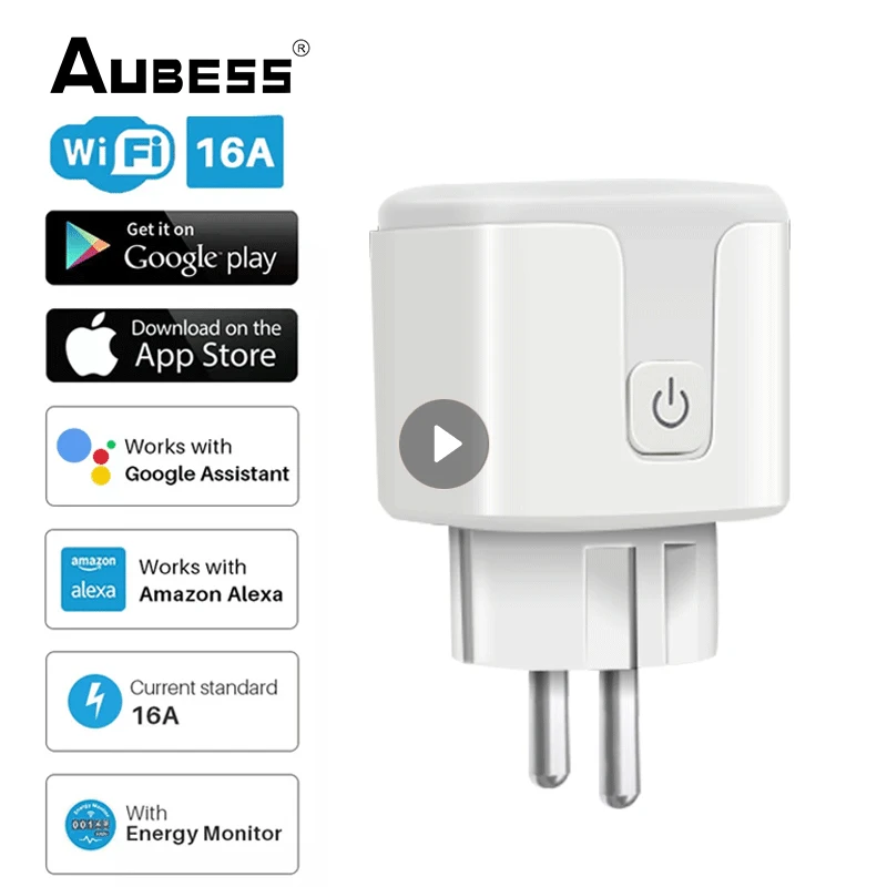 

Wi-Fi-переключатель Aubess с поддержкой Alexa/Google Home, 16 А