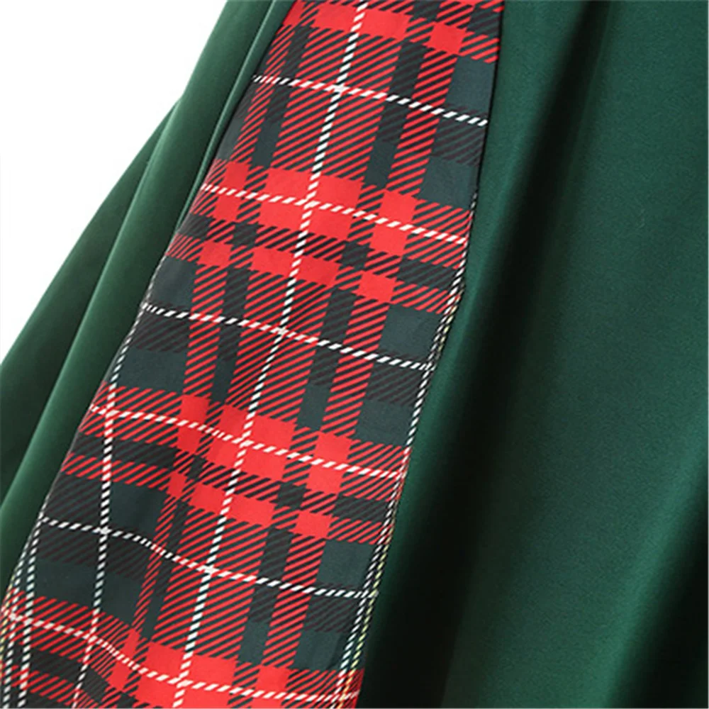 Классическое элегантное женское рождественское платье в клетку зеленое красное