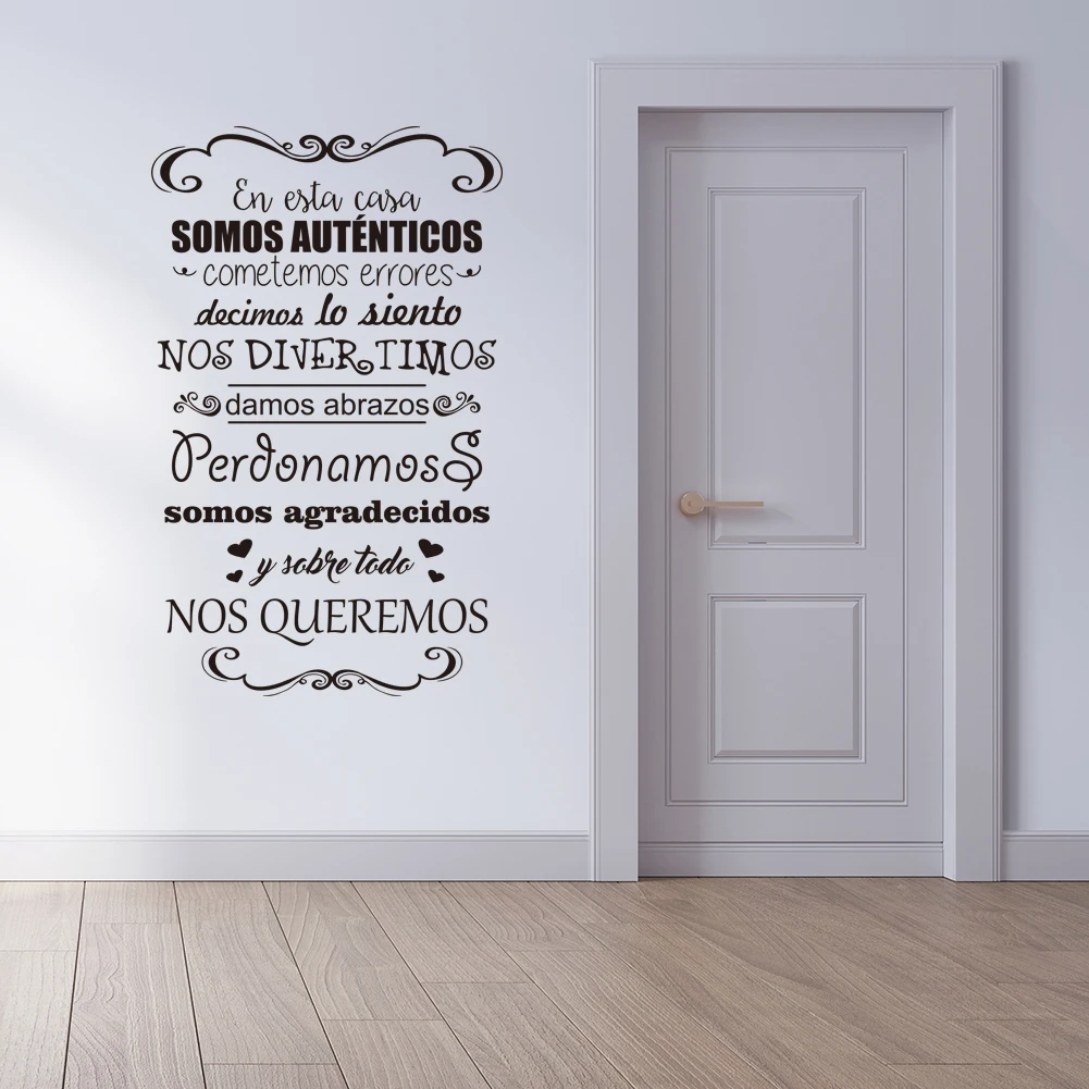 

Wall Stickers Spanish House Rules En Esta Casa Quote Vinyl Wall Decals Living Room Decoraton Poster Wallpaper