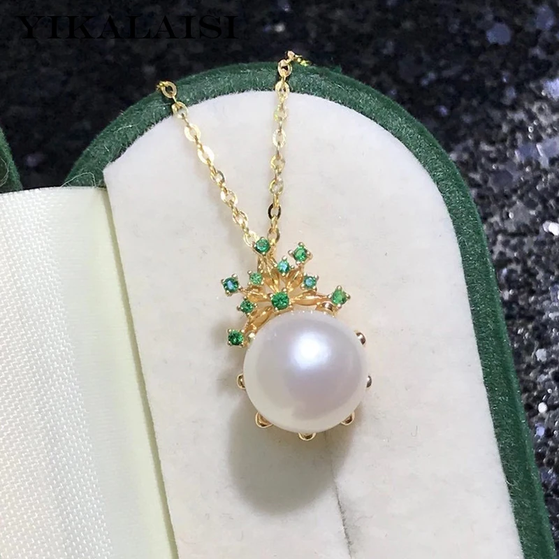 

YIKALAISI 925 Sterling Silver Necklaces Jewelry For Women 10-11mm Oblate Natural Freshwater Pearl Pendants New Wholesales