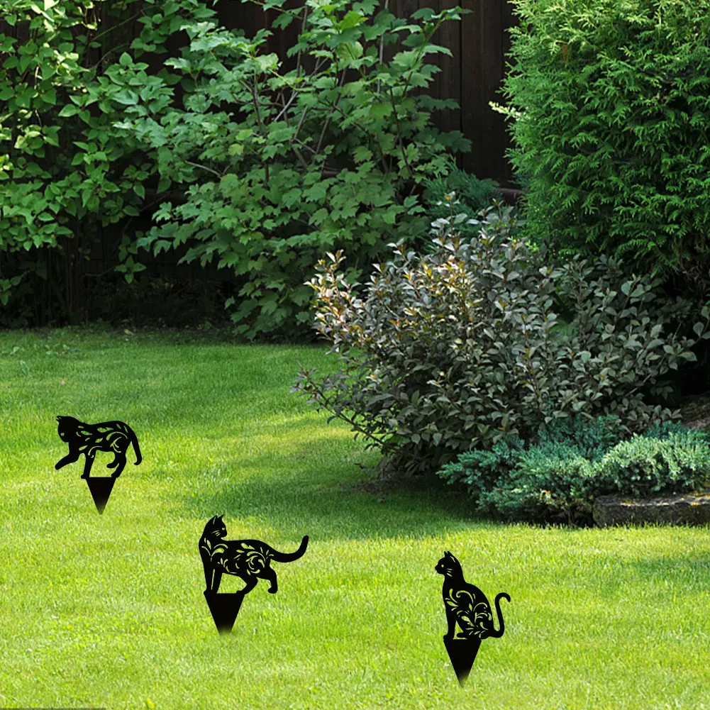 

3pcs Out Cat Statue Insert Garden Stake Patio Acrylic Cute Weatherproof Backyard Gift Yard Decor Easy Install Outdoor