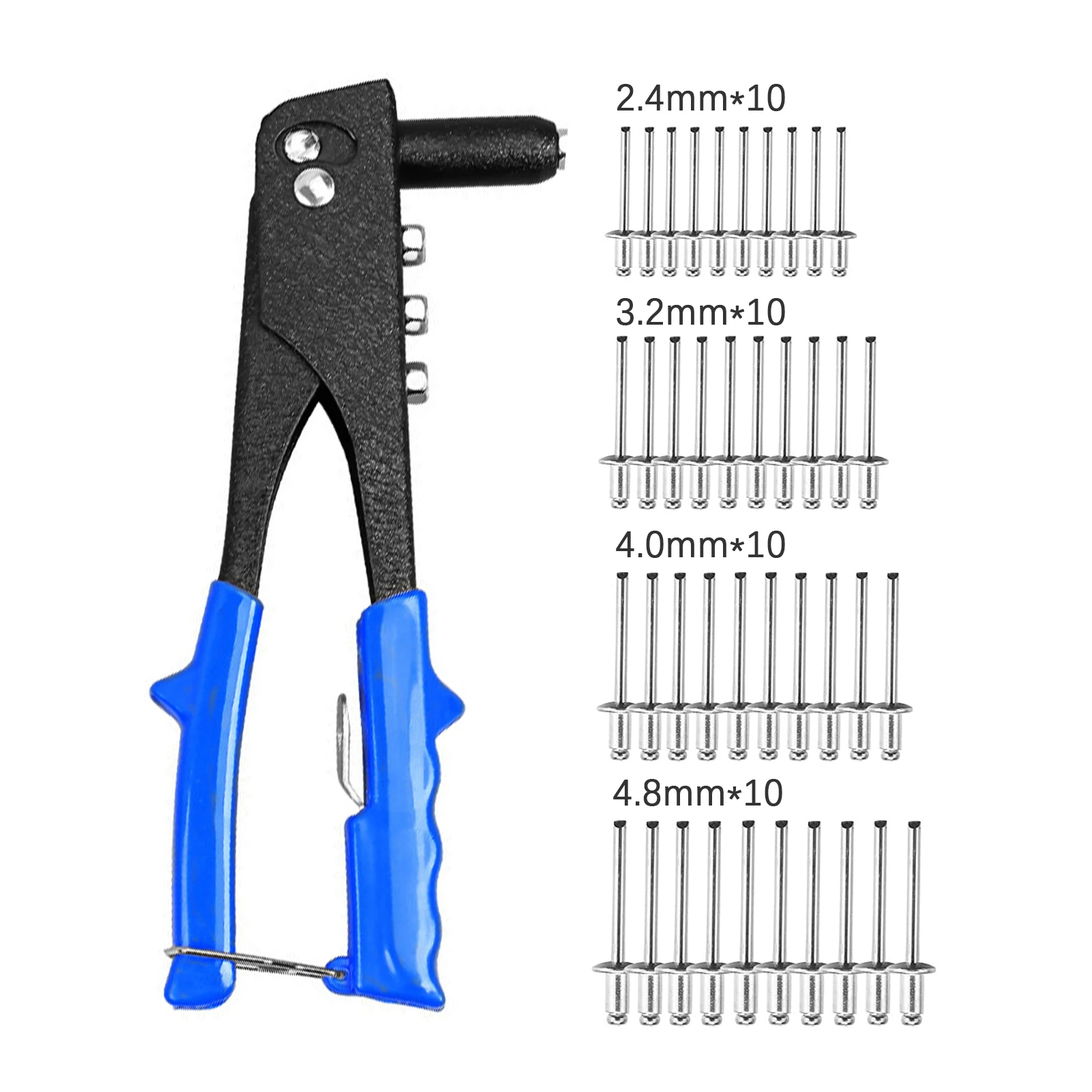 

Набор для заклепок, сверхмощный ручной клепальник с 40 заклепками, 4 головки, 3/32 дюйма, 1/8 дюйма, 5/32 дюйма, 3/16 дюйма