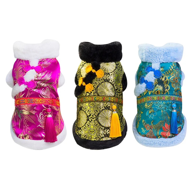 Одежда для китайского Нового года зимняя одежда костюм Тан кот чихуахуа Йорк