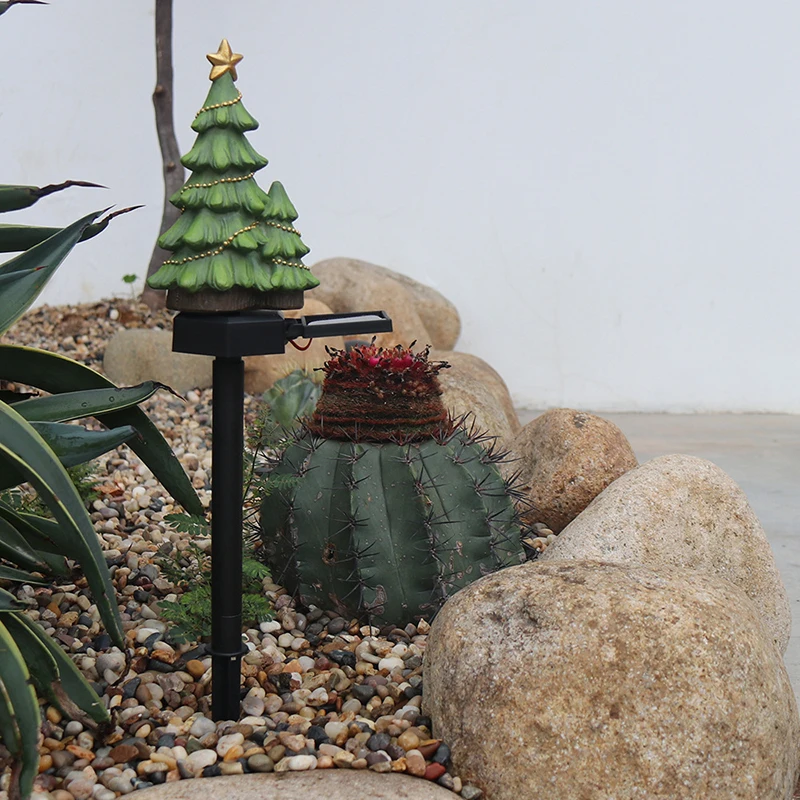 

Resin Christmas Tree Lawn Ground-plug Lamp Solar Outdoor Decorative Landscape Lights LED Park Garden Path Plug-in Light