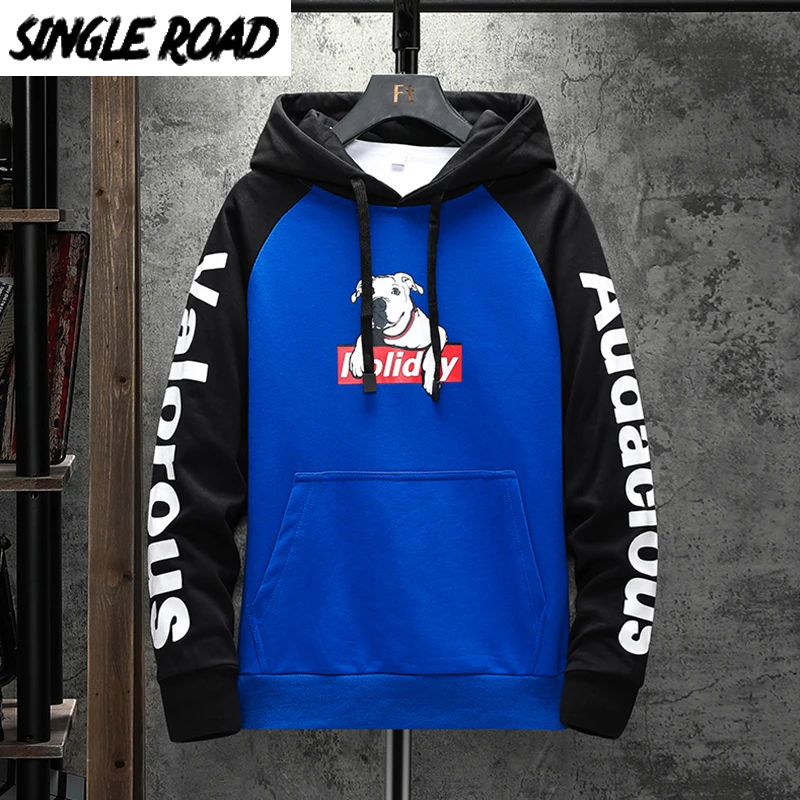 Мужская толстовка с капюшоном SingleRoad осенняя Толстовка в стиле пэчворк принтом