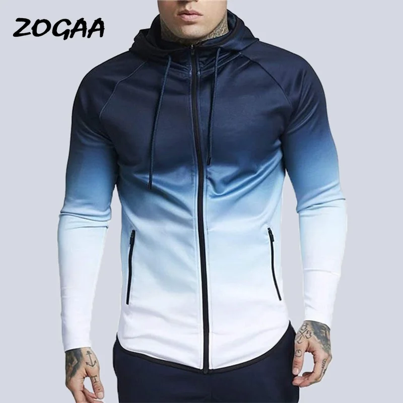 

ZOGAA Hoodies Men All-match Hot Sale Fashion Casual Hooded Gradient Sweatshirts Lounge Wear Male Clothing Daily Spring Autumn