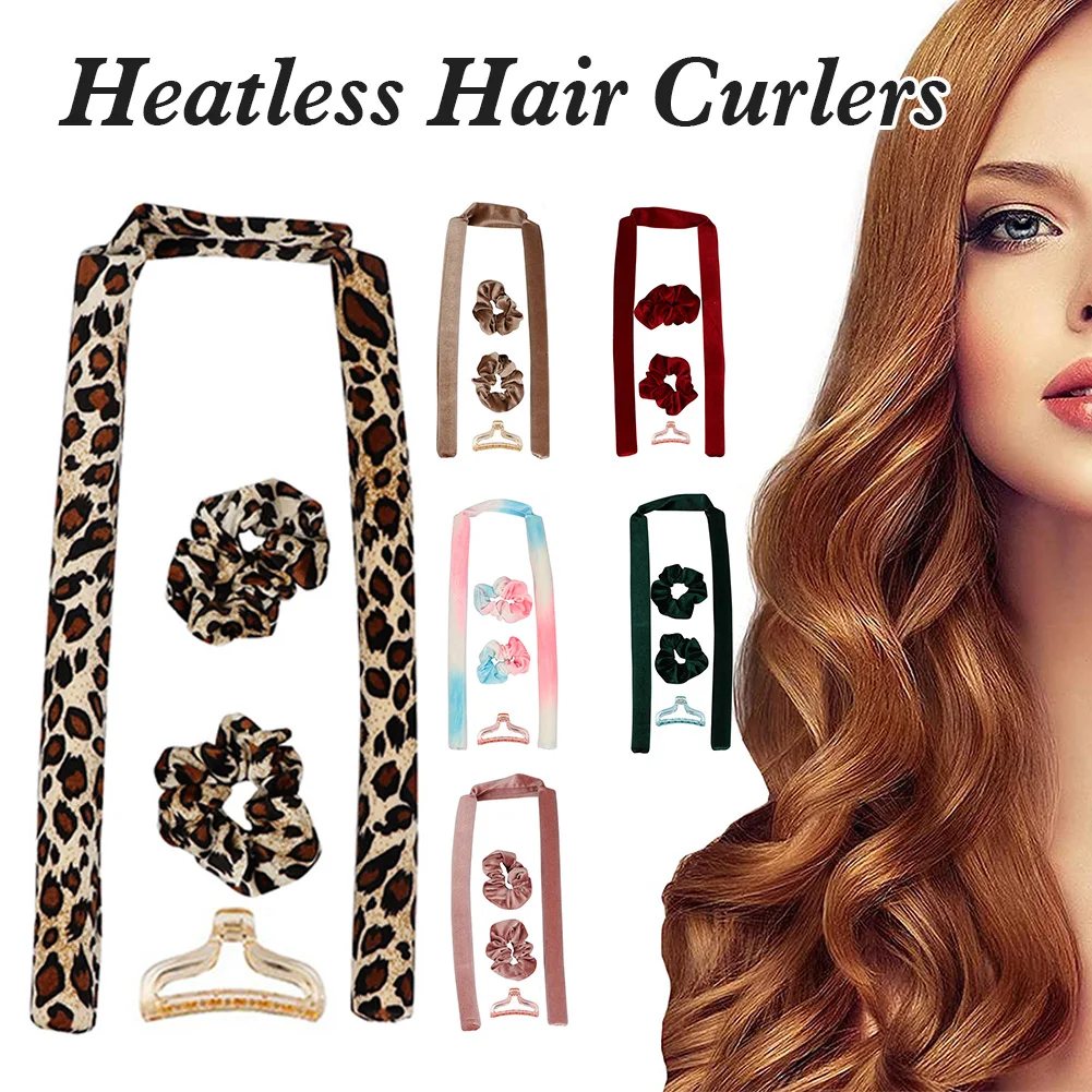 

Velvet Heatless Hair Curlers Soft Hair Rollers No Heat Curls Headband with Hair Ties Overnight Hair Curling Rod for Long Hairs