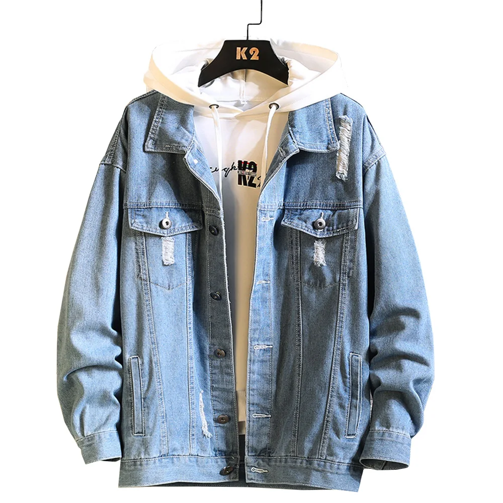 2021 новая весенняя и осенняя мужская куртка модная трендовая джинсовая высокого