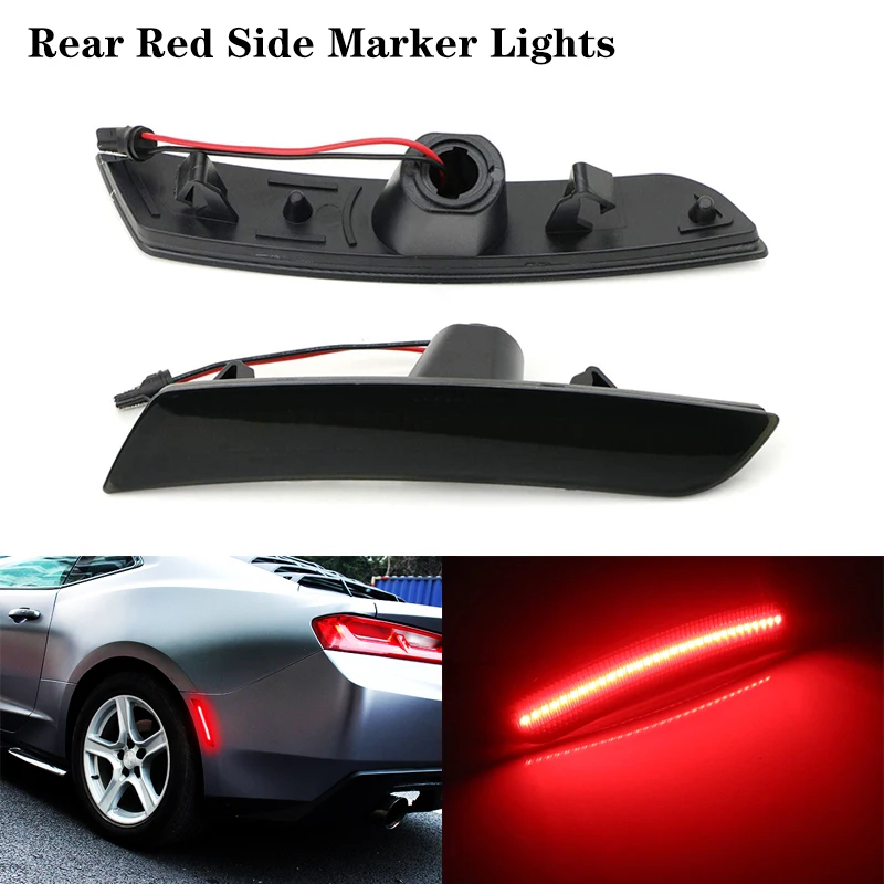 

iJDM для 2016-up 6-го поколения Chevy Camaro дымчатые линзы передние янтарные задние красные полностью светодиодные автомобильные боковые габаритные фонари комплект колесных арок 12 В