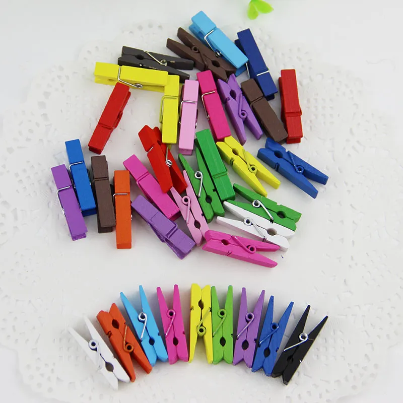 

50Pcs 25MM Natural Wooden Clothes Photo Paper Peg Pin Clothespin Craft Clips School Office Stationery