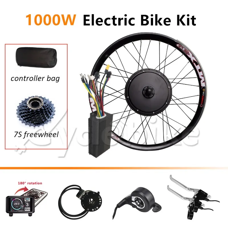 melhor E Kit De Conversão Da Bicicleta 48v 1000w Dianteiro/traseiro Do Motor Da Roda Kit De Conversão Da Bicicleta Elétrica 20